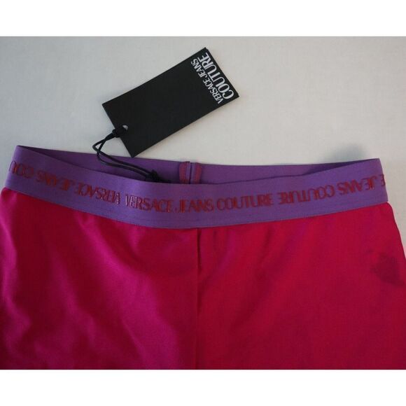 Versace Jeans Couture Women's Sz 40 US 4 Pink Lycra Logo Band Bike Shorts $150 - Picture 5 of 9